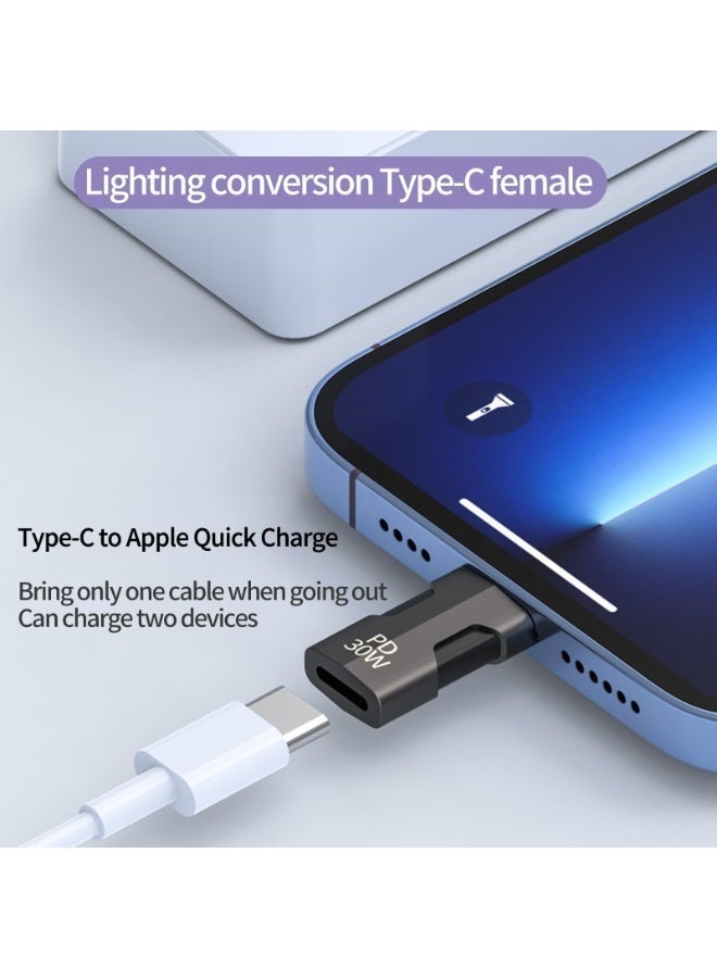 عدد 2 محول USB-C إلى Lightning بدعم شحن سريع 30 واط وميزة OTG – محول ذكر USB-C إلى أنثى Lightning لأجهزة iPhone وiPad، لنقل البيانات والصوت مع شحن سريع (30 واط + OTG) - Image 3