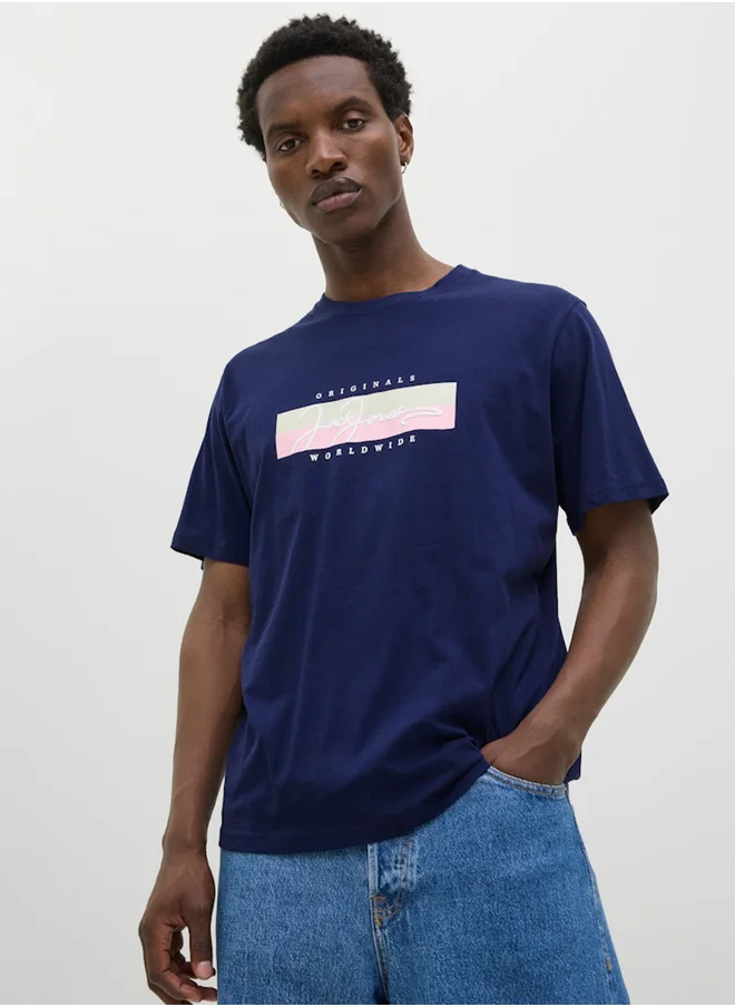 جاك اند جونز Graphic Print Round Neck T-Shirt