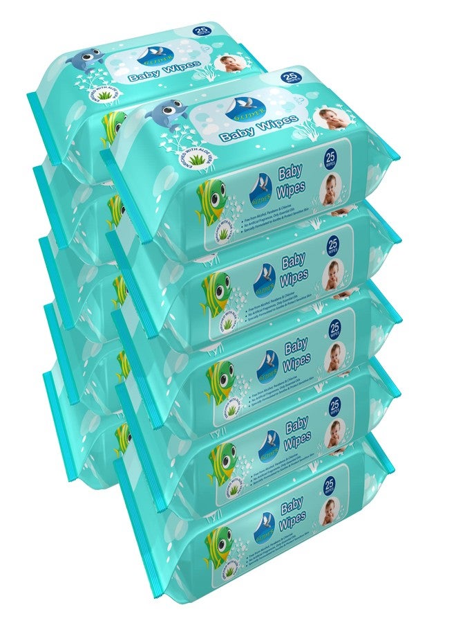 Glider Baby Wipes | 25 Wipes/Pack | Soft & Thick with 98% Water | Aloe Vera & Vitamin E | (Pack of 10 - 250 Wipes) - Image 1