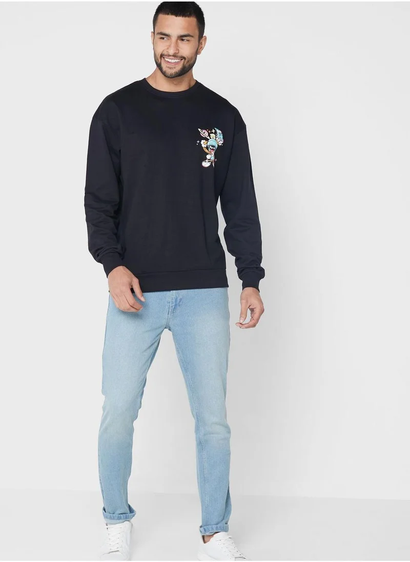 Warner Bros Marvin The Martian Drop Shoulder Sweatshirt