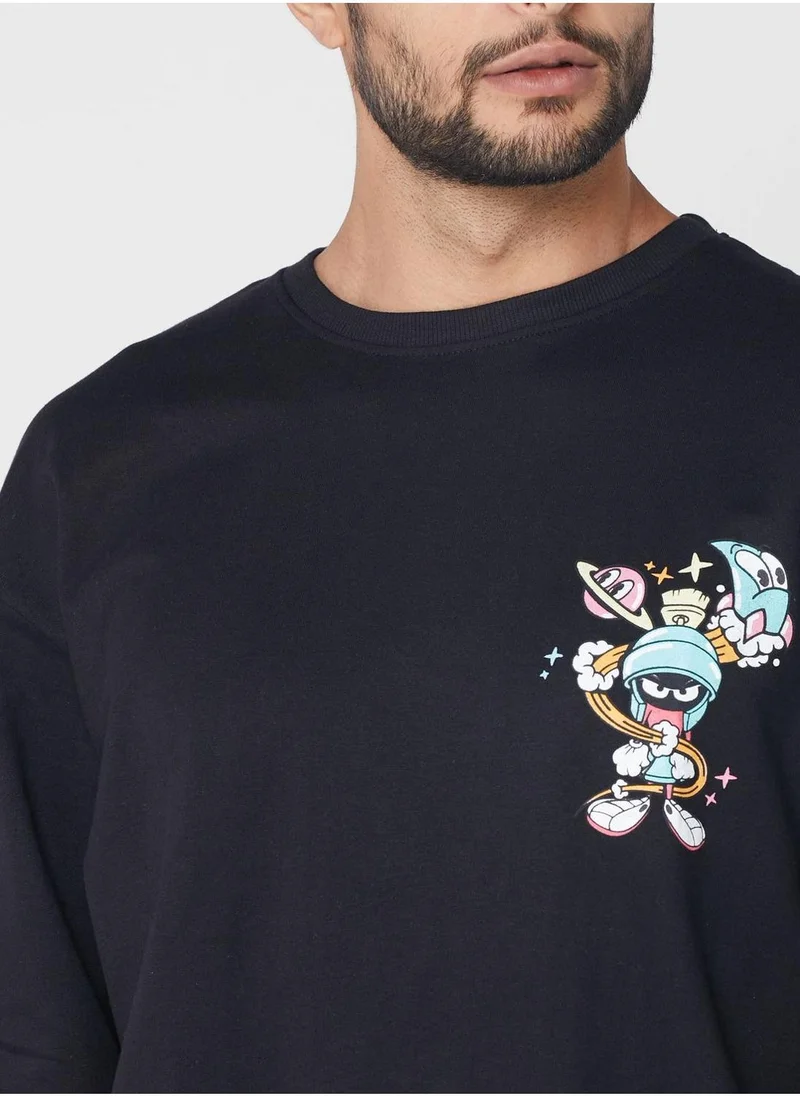 Warner Bros Marvin The Martian Drop Shoulder Sweatshirt