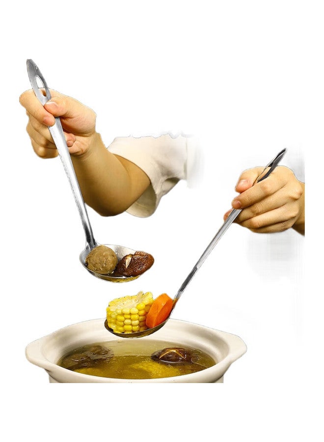 GRASEY Stainless Steel Hot Pot Ladle Set Of Two, Soup Ladle, Strainer Ladle, Combination Pack With Extended Handle, One-Piece Molding Gy8940 - Image 2