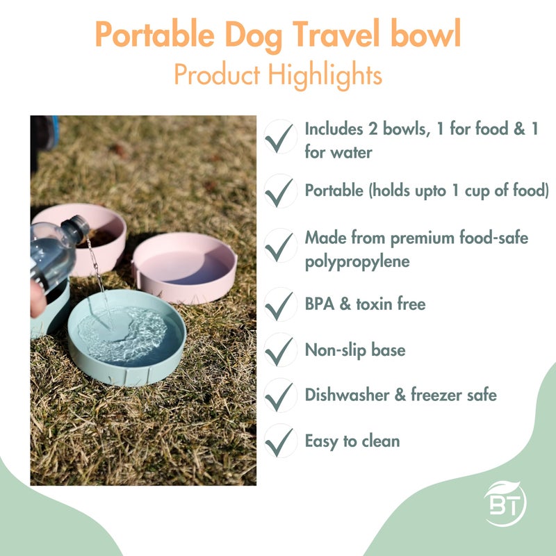 Barkin' Trails Barkinâ€™ Trails Travel Dog Bowls, Portable Outdoor Water, BPA-Free Water Bowl Set, Food Grade Plastic Dog Travel Bowl, Dog Camping Essentials, Travel Container - Image 3