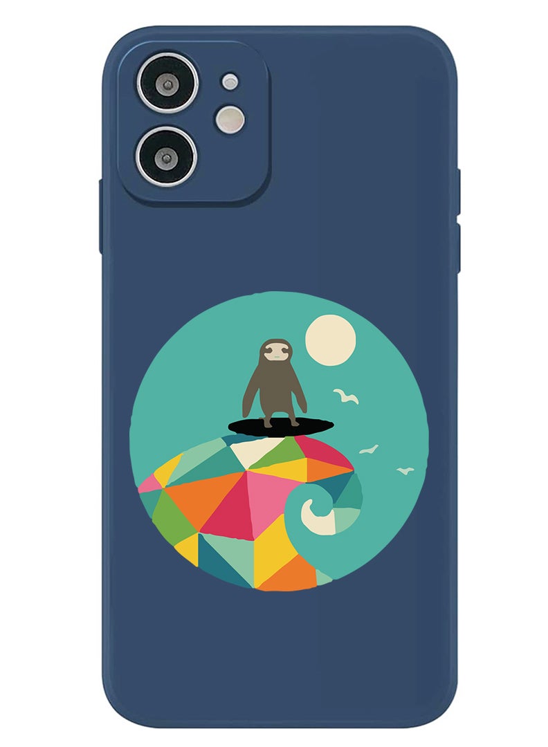 Theodor Protective Slim Fit Case Liquid Silicone Cover with Full Body Protection Anti-Scratch Shockproof Case For iPhone 12 Blue  - Surfs - Image 1