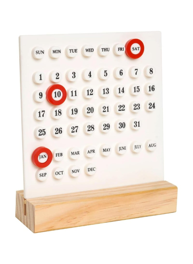 CMGTYYD Perpetual Calendar, Creative Wooden Calendar, Stand Acrylic Calendar, Desktop Decor for Livingroom, Office, Shop and Bar, Week Month Day Display, White  - Image 1