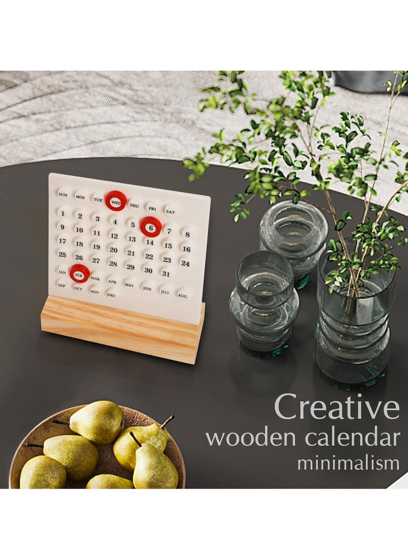 CMGTYYD Perpetual Calendar, Creative Wooden Calendar, Stand Acrylic Calendar, Desktop Decor for Livingroom, Office, Shop and Bar, Week Month Day Display, White  - Image 2