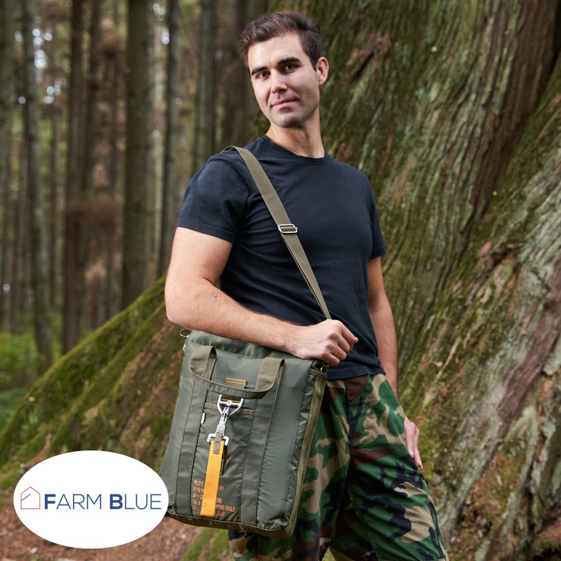 Farm Blue Tactical Para Rescue Flight Bag â€“ Military Parachute Trooper Style Pilot Helmet Laptop Crossbody Briefer -OD Green -Med - USA USA - Image 3