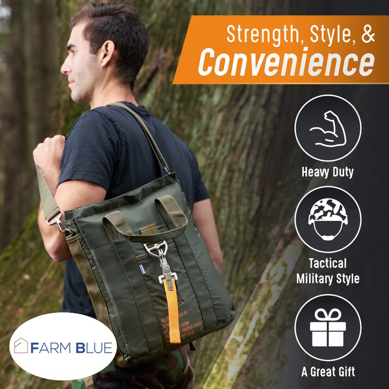 Farm Blue Tactical Para Rescue Flight Bag â€“ Military Parachute Trooper Style Pilot Helmet Laptop Crossbody Briefer -OD Green -Med - USA USA - Image 5