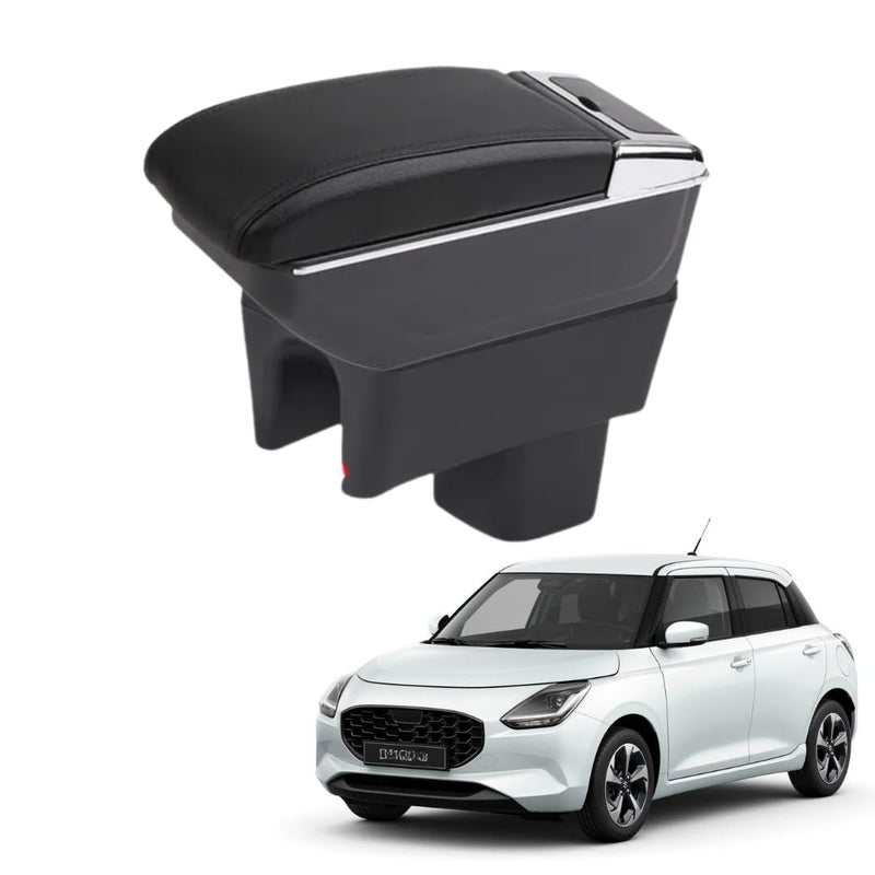  تي ار اكس اوتو مسند ذراع TRX AUTO لسوزوكي سويفت (2016-2025) | تصميم مسند ذراع منزلق قابل للتعديل | وحدة تحكم متعددة الطبقات مع حجرات تخزين وحامل أكواب | ملحقات داخلية لسوزوكي سويفت - Image 1