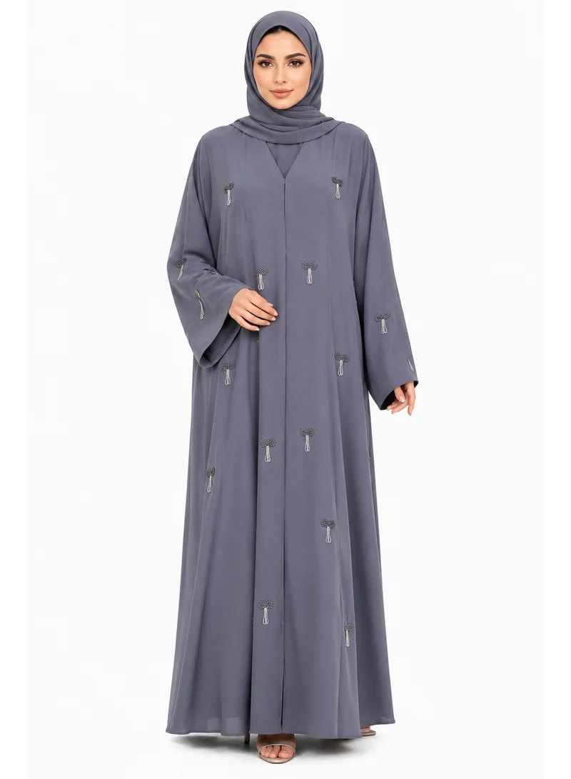 عباءات ريم All Over Embellished Abaya with Matching Sheila