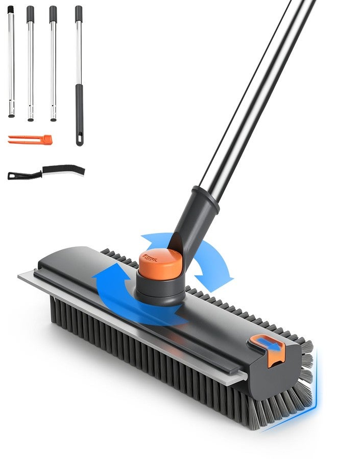 CTMAST Floor Scrub Brush with Long Handle, 4 in 1 Shower Scrubber with Floor Squeegee and Heavy-Duty Stiff Bristle Push Broom for Cleaning Shower Bathroom Patio Pool Kitchen Wall Deck Tile Garage - Image 1