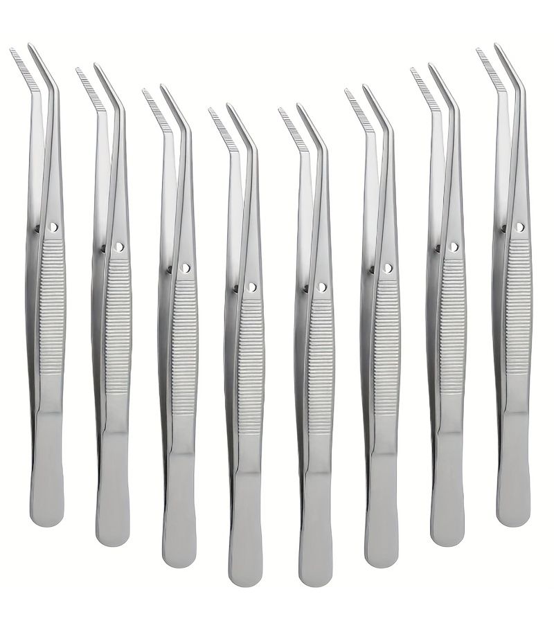 4pcs Multi Functional Precision Tweezers Set with Curved Sawtooth Tip Metal Tweezers for Professional Anti Slip Grip Suitable for Outdoor Bonsai Repair Handicrafts Jewelry Making And Sewing - Image 1