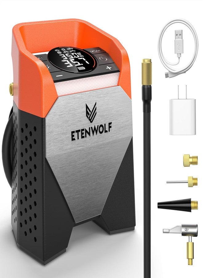 ETENWOLF Zephyr S5 Heavy-Duty Tire Inflator Portable Air Compressor, 160PSI &15600mAh Cordless Air Pump with LED Light for Car Tires, Bike, Motorcycle, Balls, Pickups (Vivid Orange) - Image 1