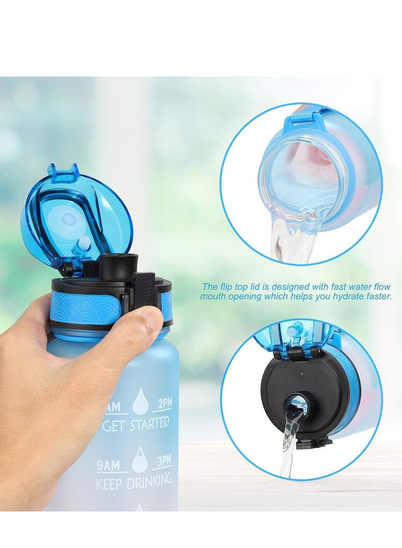 ALMUFARREJ Sport Water Bottle  Large Capacity Leakproof Water Bottle Eco-friendly Portable Sports Bottles Drink Bottles with Time Marker for School Outdoor Camping Gym Sports Fitness  Blue Purple Gradient 1Liter  - Image 5