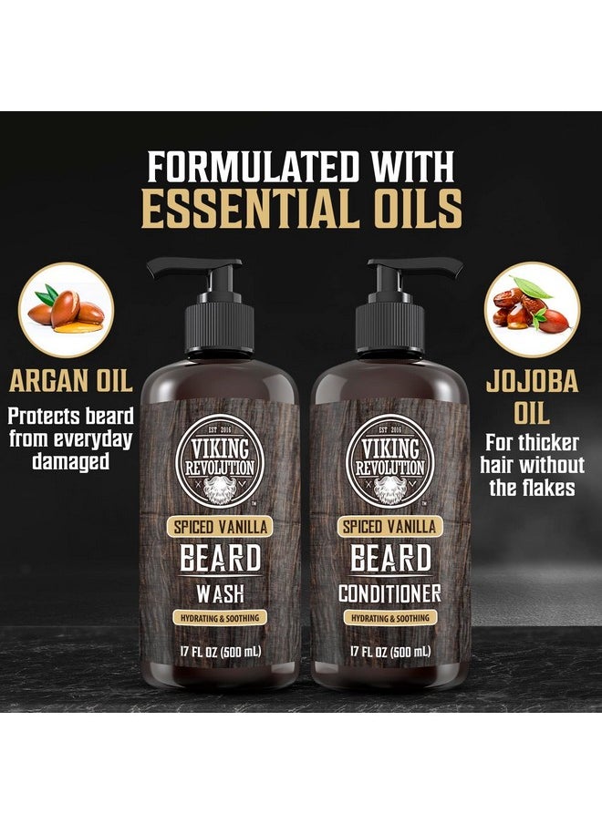 Viking Revolution Beard Wash And Beard Conditioner For Men With Argan Oil And Jojoba Oilbeard Softener And Strengthener Beard Care Beard Shampoo And Conditioner With Beard Oil (17Oz Spiced Vanilla)  - Image 4