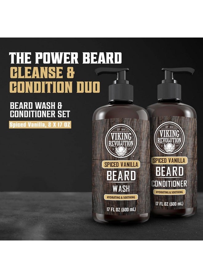 Viking Revolution Beard Wash And Beard Conditioner For Men With Argan Oil And Jojoba Oilbeard Softener And Strengthener Beard Care Beard Shampoo And Conditioner With Beard Oil (17Oz Spiced Vanilla)  - Image 2