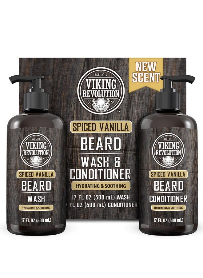 Viking Revolution Beard Wash And Beard Conditioner For Men With Argan Oil And Jojoba Oilbeard Softener And Strengthener Beard Care Beard Shampoo And Conditioner With Beard Oil (17Oz Spiced Vanilla)  - Image 1