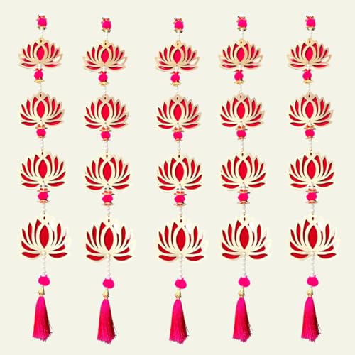 The Advitya Lotus Flower Decoration Backdrop Wall Hanging|Diwali Decoration Item for Home Decor|Festive Decor Decorative Item For Birthday Haldi House Warming Festival Wedding| Pack of 5 - Image 2