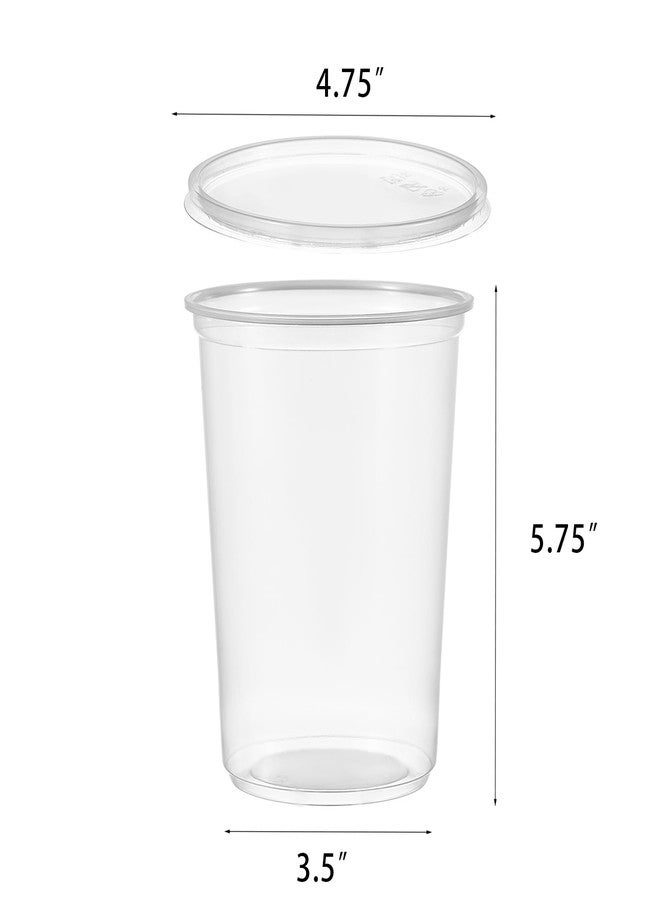 FULING [44 Sets - 32 oz. Plastic Deli Food Storage Soup Togo Containers With Airtight Lids Clear Disposable Takeout Quart Container - Image 2