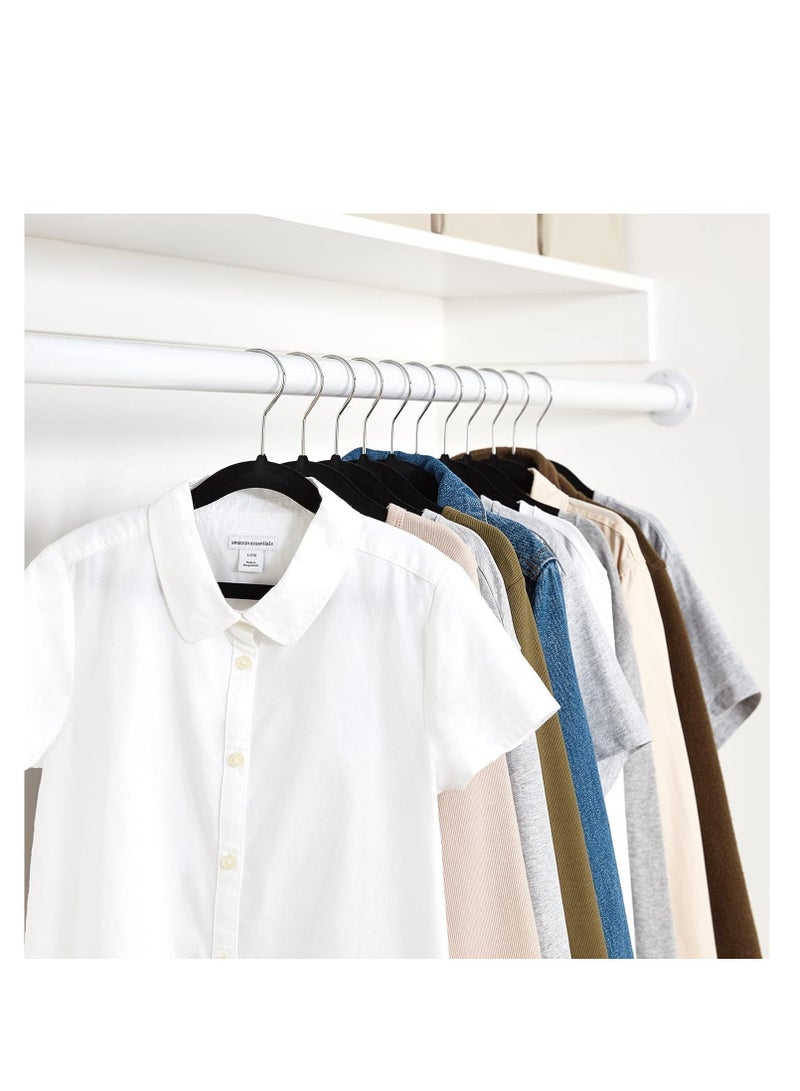 رايتشر شماعات ملابس الأطفال، شماعات مخملية للأطفال، شماعات للأطفال الصغار مع خطاف دوار 360 درجة، تصميم كتف مدبب لملابس الأطفال، شماعات ملابس متينة وقوية 50 عبوة (أسود) - Image 3