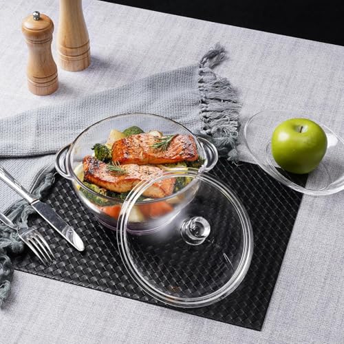 Wringo 1500 ML Deep Round Glass Casserole Oven and Microwave Safe Serving Bowl with See Through Top Lid -Mixing Bowl for Snacks, Cereals, Rice, Sambar, Salad (1500ML, Set of 3) - Image 5