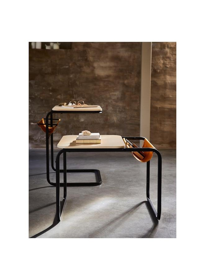 Side table, anthracite/birch effect dark yellow, 53x50 cm