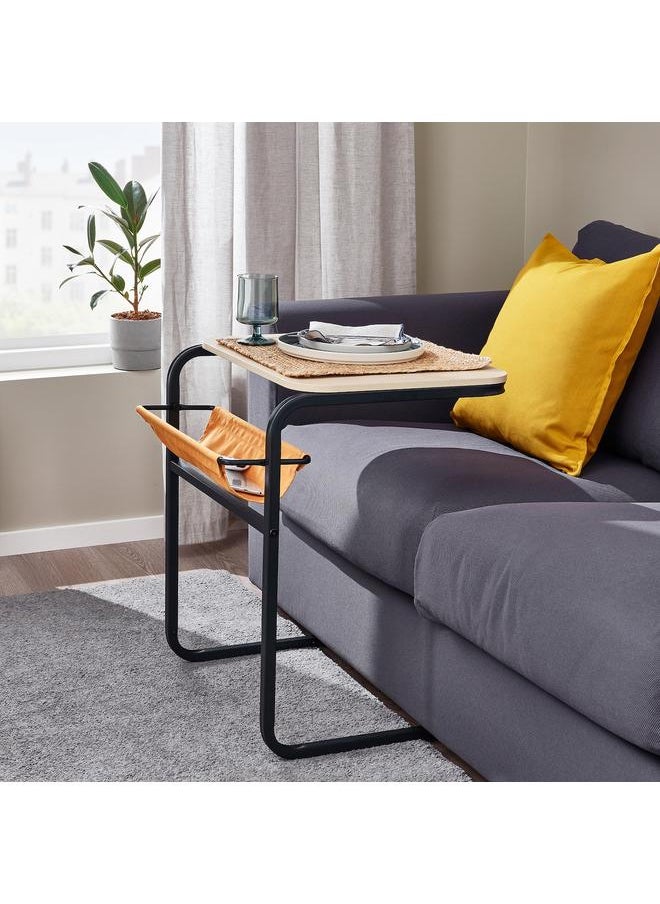 Side table, anthracite/birch effect dark yellow, 53x50 cm
