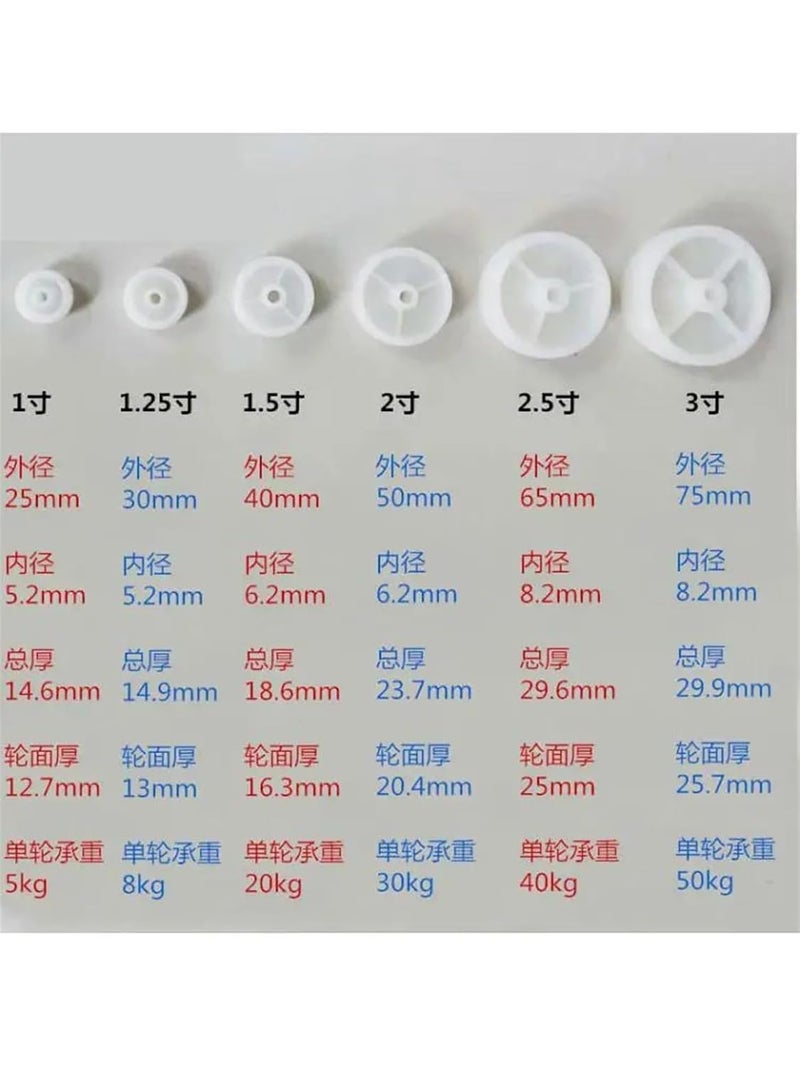 2 Inch Plastic Nylon Caster Wheels 4 Pcs Smooth Light White Diameter 50mm - Image 5