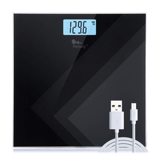 HIMALY Digital Body Weight Scale USB Rechargeable Bathroom Scale with StepOn Technology Back Light Display Digital Weight Scale 400Ibs180kg Capacity 6mm Tempered Glass - Image 1