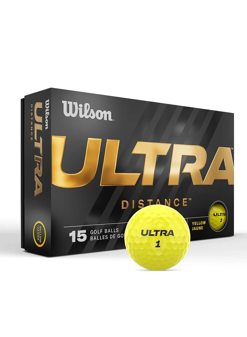 ويلسون كرات غولف Ultra Distance، عبوة من 15 كرة - أصفر