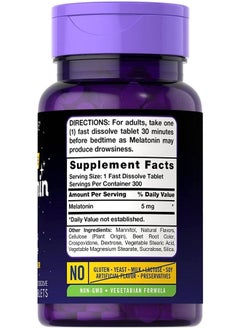 CARLYLE Melatonin 5 mg Fast Dissolve 300 Tablets | Natural Berry Flavor | Vegetarian, Non-GMO Supplement  - Image 2