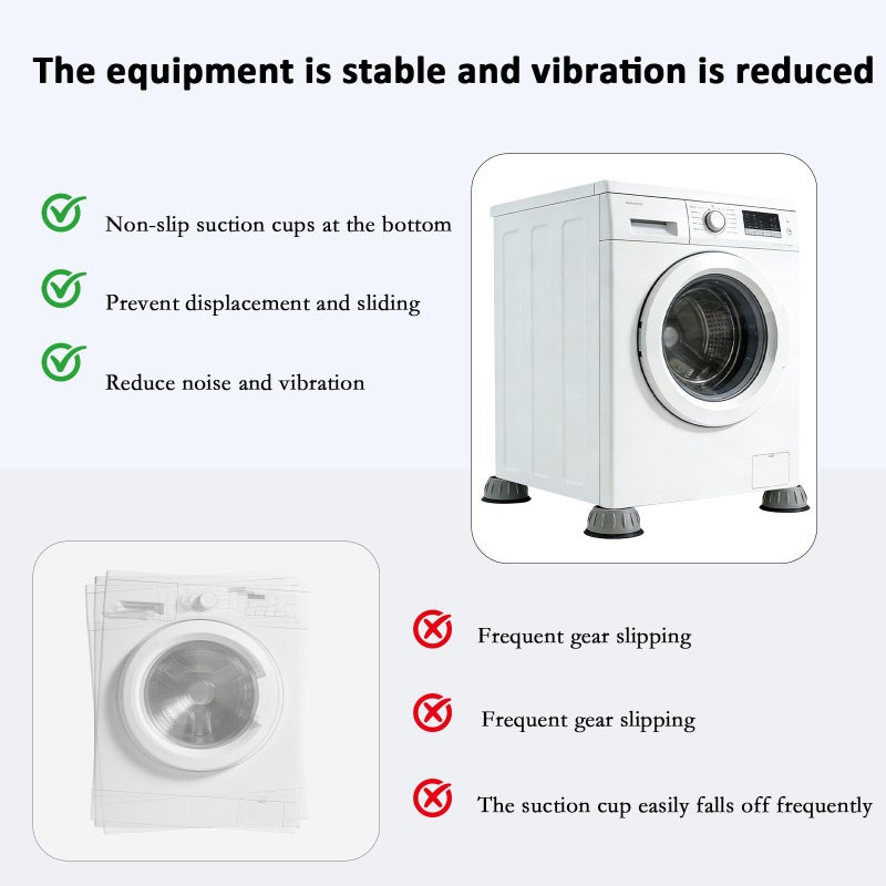 Jahyzsxn 4Pcs Anti Vibration Pads for Washing Machine, Stops Washer Dryer Moving, Reduces Noise & Vibration Transfer, Universal Shock Absorbing Support Feet for Laundry Appliances and Furniture - Image 4