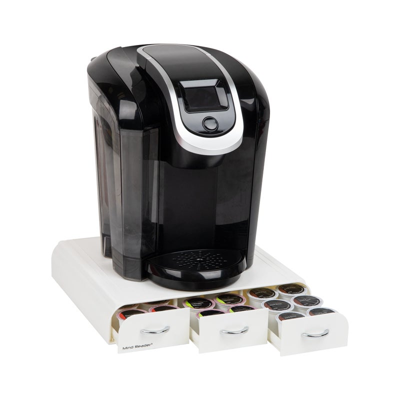 Mind Reader Single Serve Coffee Pod Organizer with 3 Drawers, 36 Pod Capacity, Countertop , 12.25"L x 13.5"W x 2.5"H, White - Image 5