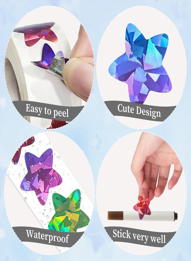 Imeepa 500PCS Multi-Color Star Stickers for Kids Reward, 1 inch Holographic Star Stickers for DIY, Crafts, Behavior Chart, Student Planner, School and Classroom Teacher Supplies, 8 Colors - Image 3