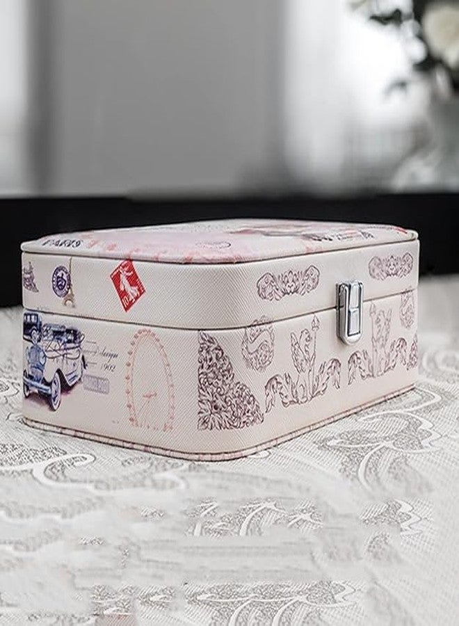 NANIAAY Small Travel Jewelry Box Mini Organizer – Portable Display Storage Case for Rings, Earrings & Necklaces with Velvet Lining, Multi Color (22x15x7 cm) - Image 3
