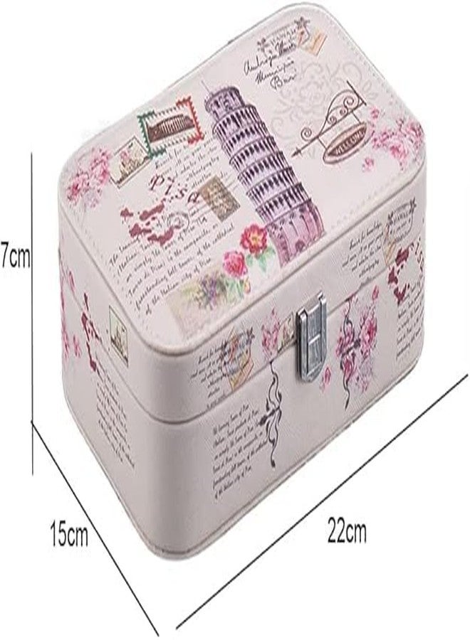 NANIAAY Small Travel Jewelry Box Mini Organizer – Portable Display Storage Case for Rings, Earrings & Necklaces with Velvet Lining, Multi Color (22x15x7 cm) - Image 2