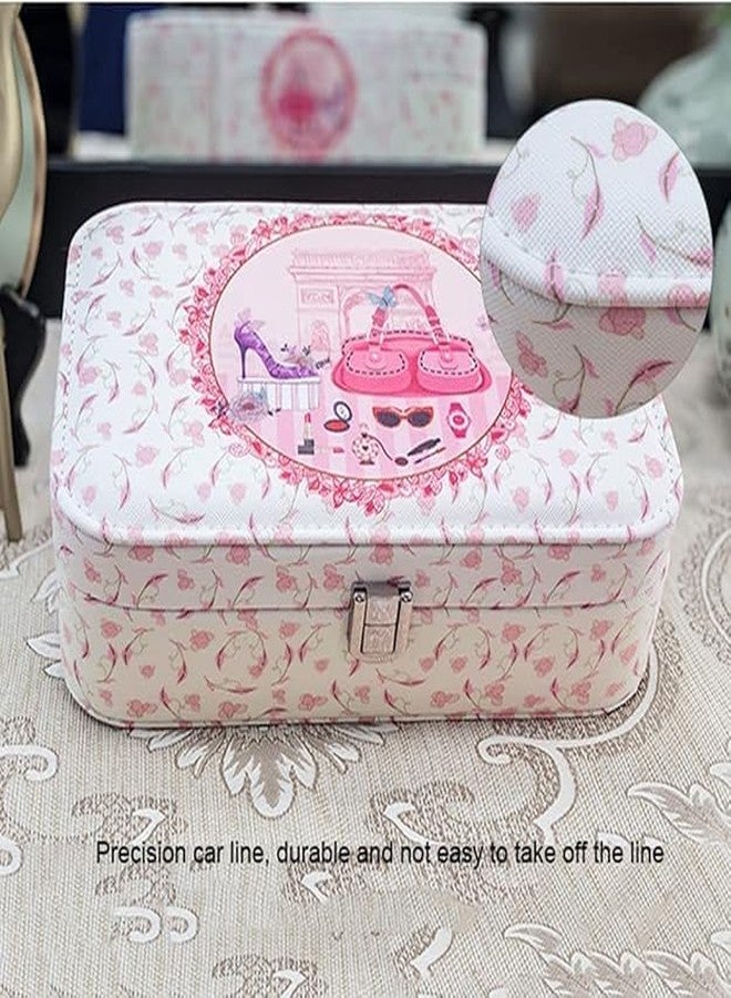 NANIAAY Small Travel Jewelry Box Mini Organizer – Portable Display Storage Case for Rings, Earrings & Necklaces with Velvet Lining, Multi Color (22x15x7 cm) - Image 5