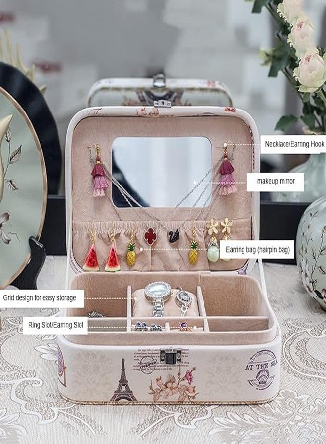 NANIAAY Small Travel Jewelry Box Mini Organizer – Portable Display Storage Case for Rings, Earrings & Necklaces with Velvet Lining, Multi Color (22x15x7 cm) - Image 4