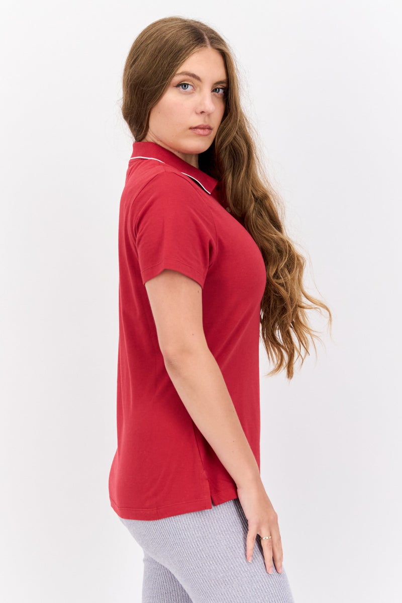 Greg Norman تي شيرت رياضي نسائي بأكمام قصيرة، أحمر - Image 2