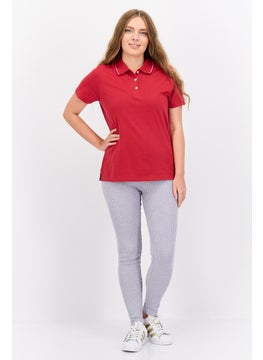 Greg Norman Women Sportswear Fit  Short Sleeves Training Polo, Red  - Image 4