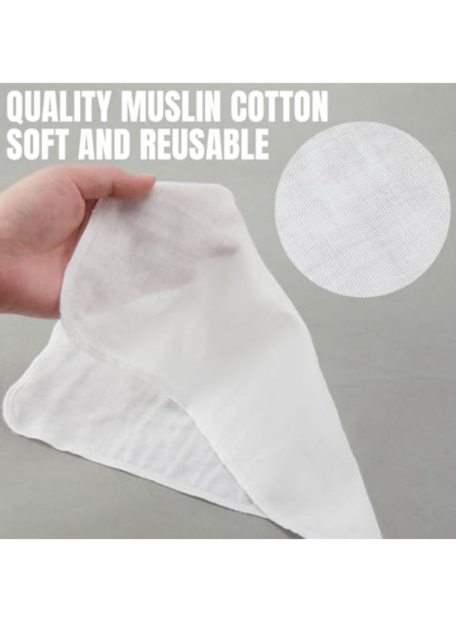 Velmitten 12 Pcs Individually Wrapped Facial Cleansing Muslin Cloths Travel Size Face Cotton Cloths Reusable Makeup Remover Wipes Exfoliating Muslin Washcloths for Skin CareWhite - Image 3