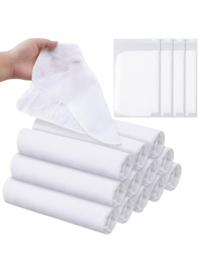 Velmitten 12 Pcs Individually Wrapped Facial Cleansing Muslin Cloths Travel Size Face Cotton Cloths Reusable Makeup Remover Wipes Exfoliating Muslin Washcloths for Skin CareWhite - Image 1