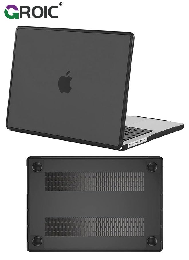 GROIC - Black MacBook Pro 16 inch Case, Heavy Duty Hard Shell Protective Cover 2024-2021 Model M3 A2991 A2780 A2485 M2 M1 with Touch ID, Anti-Cracking and Anti-Fingerprint Hard Shell Case with Keyboard Cover - Image 1