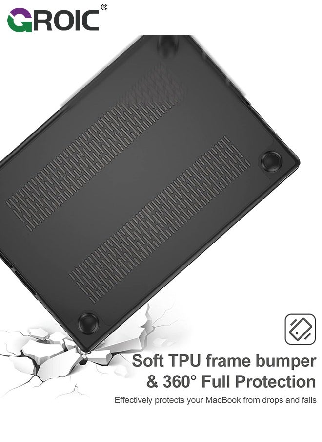 GROIC - Black MacBook Pro 16 inch Case, Heavy Duty Hard Shell Protective Cover 2024-2021 Model M3 A2991 A2780 A2485 M2 M1 with Touch ID, Anti-Cracking and Anti-Fingerprint Hard Shell Case with Keyboard Cover - Image 1