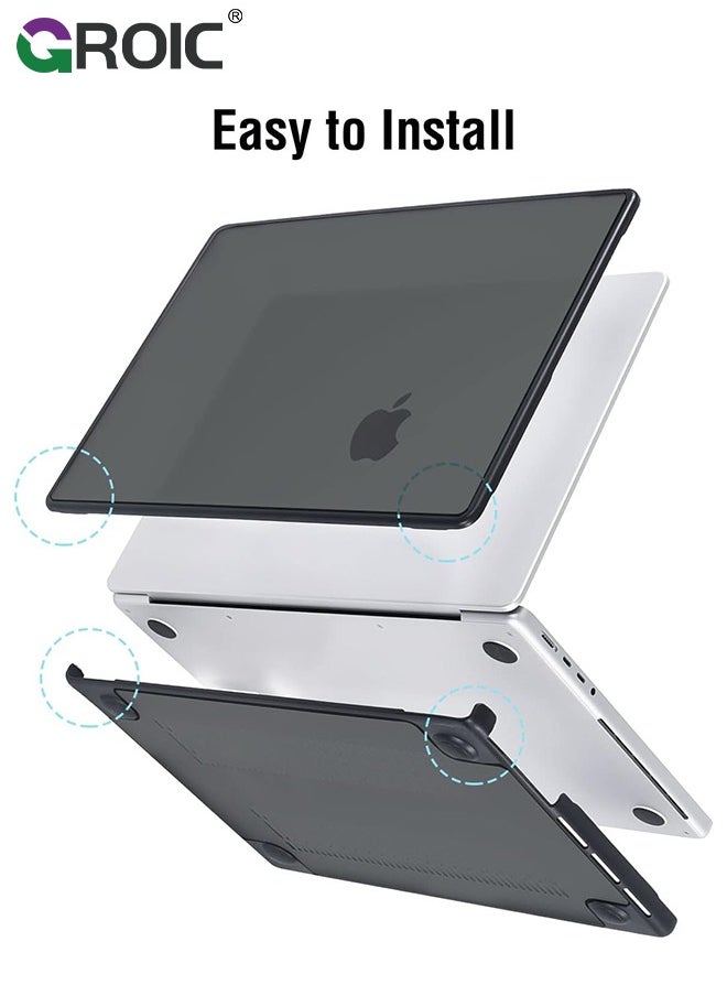GROIC - Black MacBook Pro 16 inch Case, Heavy Duty Hard Shell Protective Cover 2024-2021 Model M3 A2991 A2780 A2485 M2 M1 with Touch ID, Anti-Cracking and Anti-Fingerprint Hard Shell Case with Keyboard Cover - Image 1