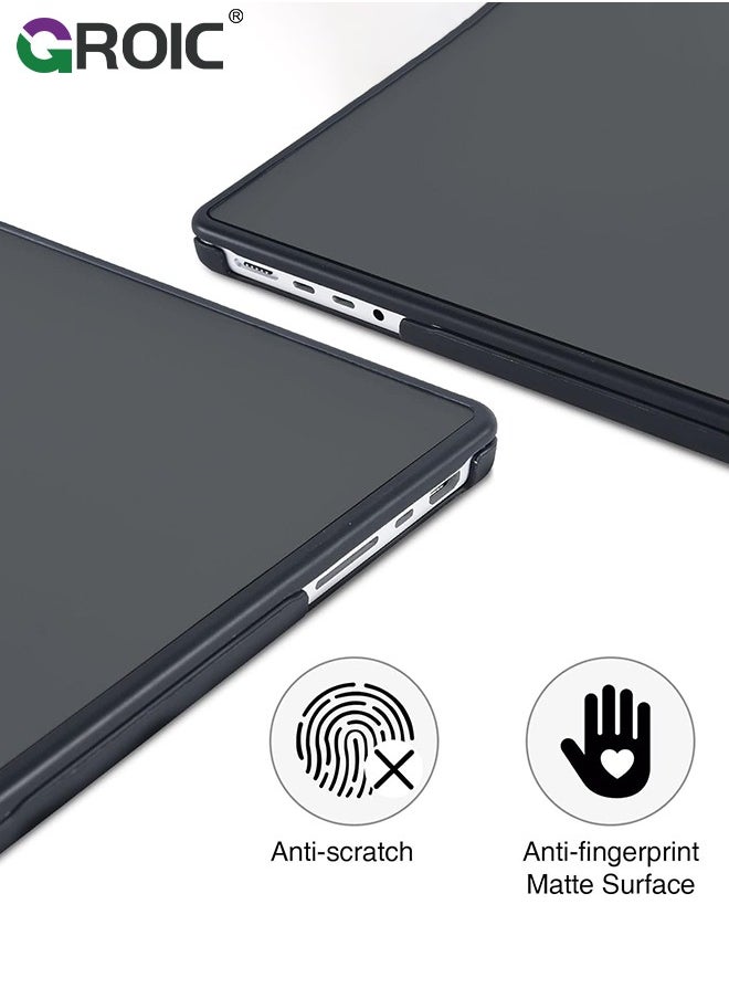 GROIC - Black MacBook Pro 16 inch Case, Heavy Duty Hard Shell Protective Cover 2024-2021 Model M3 A2991 A2780 A2485 M2 M1 with Touch ID, Anti-Cracking and Anti-Fingerprint Hard Shell Case with Keyboard Cover - Image 1