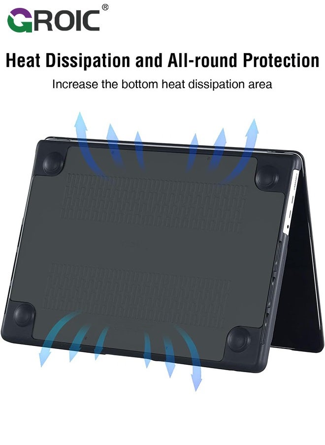 GROIC - Black MacBook Pro 16 inch Case, Heavy Duty Hard Shell Protective Cover 2024-2021 Model M3 A2991 A2780 A2485 M2 M1 with Touch ID, Anti-Cracking and Anti-Fingerprint Hard Shell Case with Keyboard Cover - Image 1