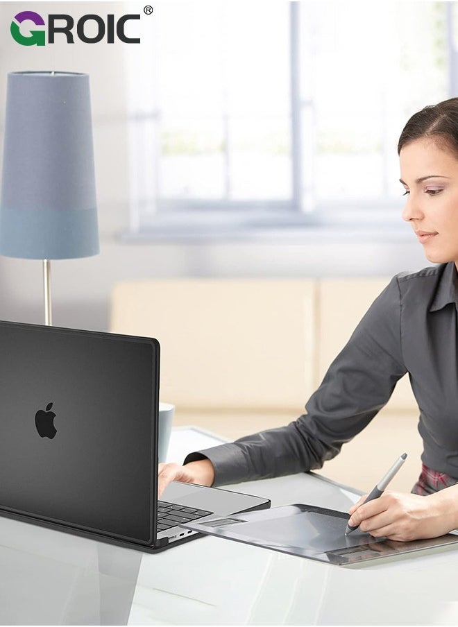 GROIC - Black MacBook Pro 16 inch Case, Heavy Duty Hard Shell Protective Cover 2024-2021 Model M3 A2991 A2780 A2485 M2 M1 with Touch ID, Anti-Cracking and Anti-Fingerprint Hard Shell Case with Keyboard Cover - Image 1