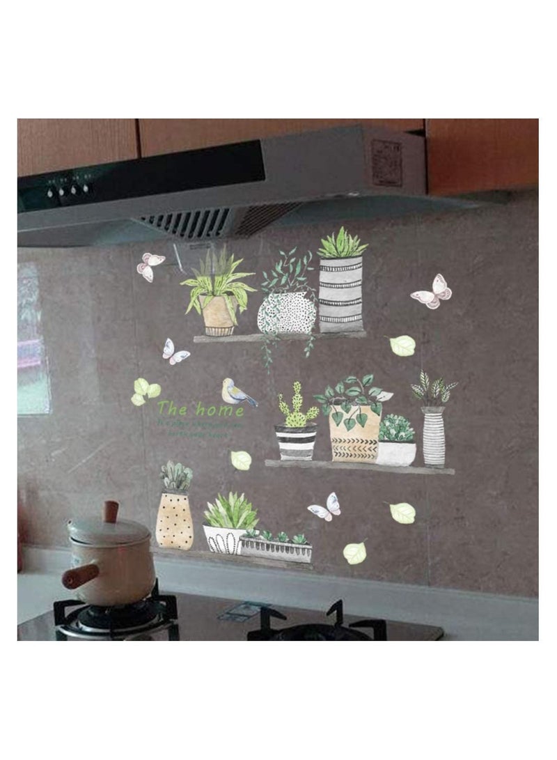 NIBEMINENT Plant Wall Decals, 2 Set Stickers for Bedroom Art Decal Boho, Pastoral Fresh Plants Potted Living Room Dormitory Decorations Corridor Porch Self-adhesive - Image 2