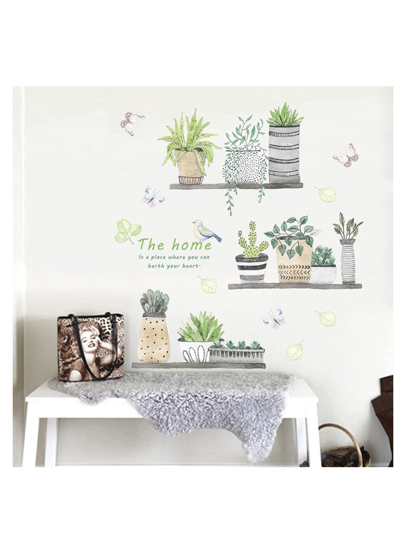NIBEMINENT Plant Wall Decals, 2 Set Stickers for Bedroom Art Decal Boho, Pastoral Fresh Plants Potted Living Room Dormitory Decorations Corridor Porch Self-adhesive - Image 5
